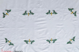 Christmas rectangle table cloth included with 14 napkins- Candle embroidery (size 400x200 cm)